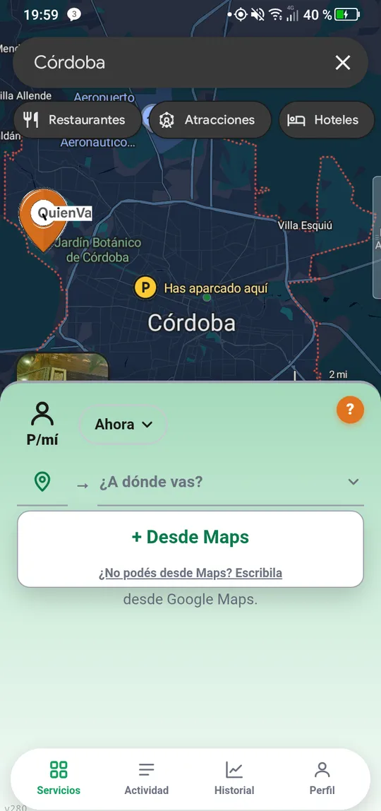 Elegir destino desde Google Maps